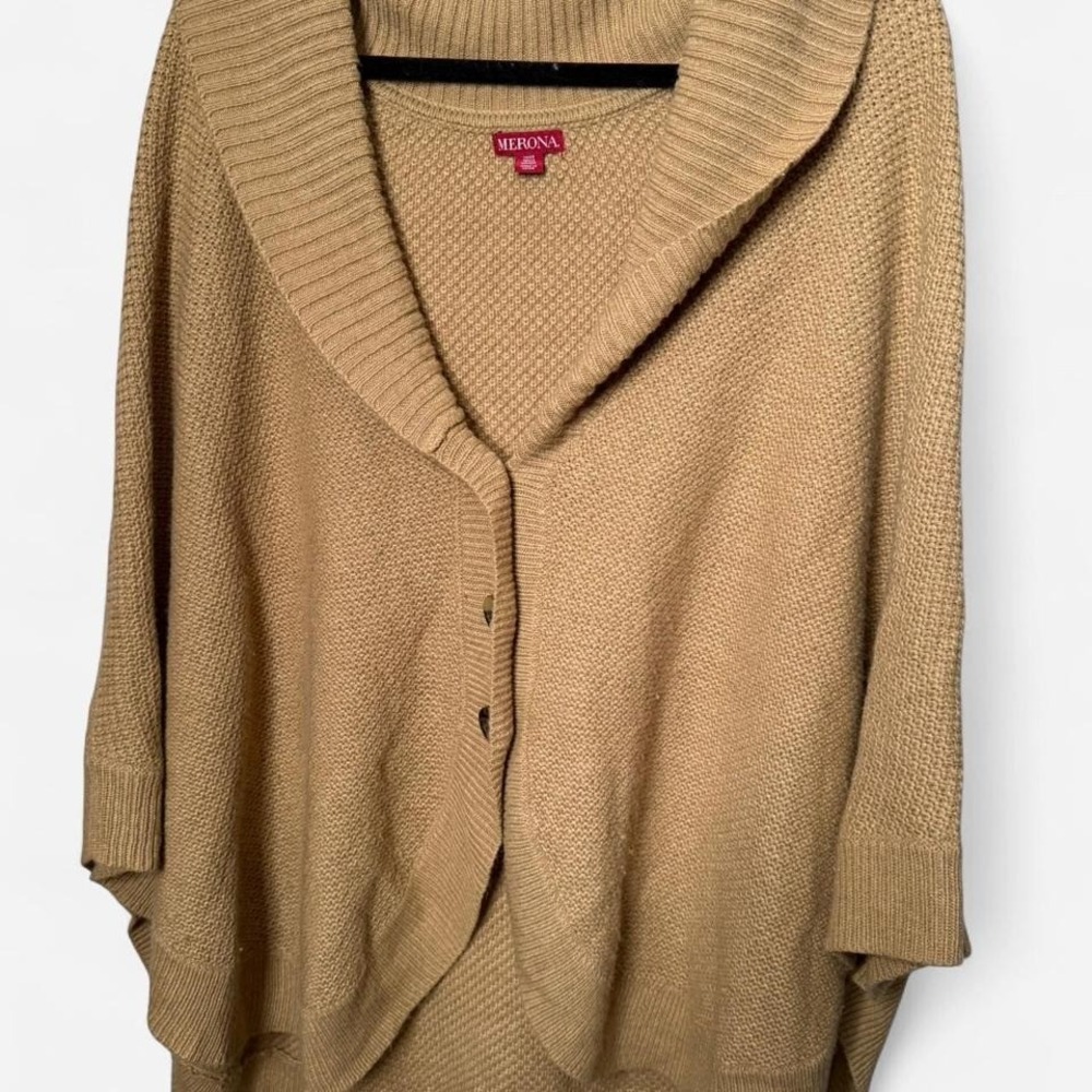 One Size Merona Collared Shawl Cardigan Sweater, Tan,